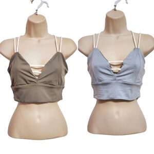 Briavia Reversible Strappy Bralette Top Green Blue M/L